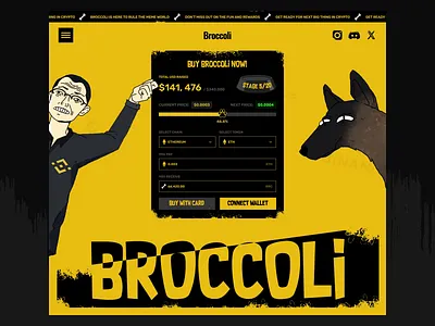 Broccoli: Flexing Meme Power with CZ’s Dog! animation bonk crypto cz funny website meme meme coin meme coin design meme coin landing page meme coin website meme landing page meme token meme token design memecoin memecoin website pepe web design