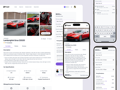 Propel Website - Car Booking Page booking booking platform booking service car description details filllodesign landing page design saas travel travel booking trip ui ux user interface vehicle web design website design