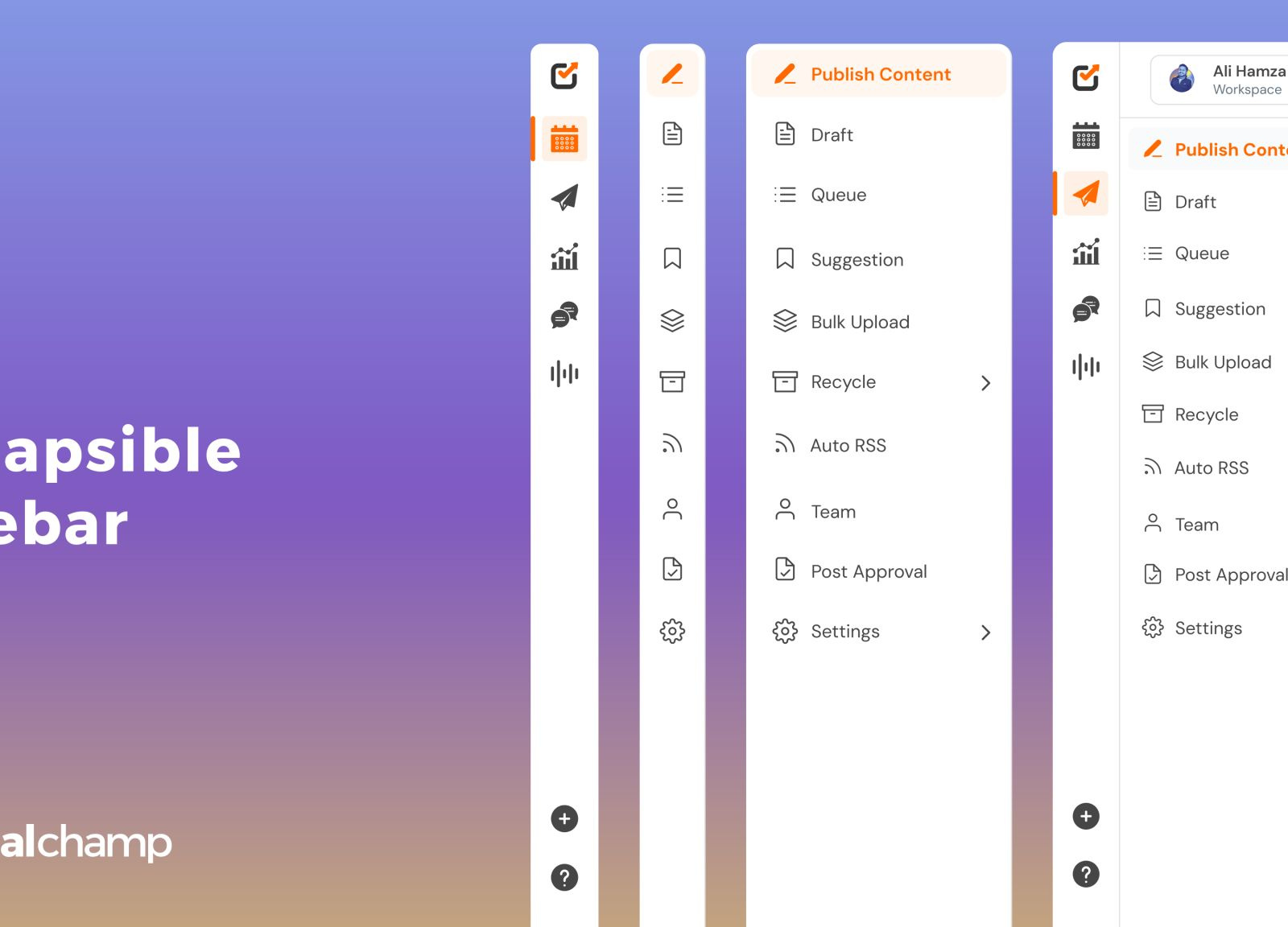 Collapsible Sidebar by Khizar Mazhar on Dribbble