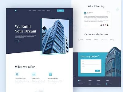 Architecture Firm - Landing Page achitecture architect building clean construction design interior landingpage minimal modernism realestate typhography ui ux design web landing webdesign
