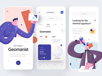 Interface Labs v2 - Mobile App Concept for UI Designers app character design clean design fonts geometry icon illustration interface ios labs minimal mobile mobile app tab task typography ui ui designer ux