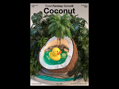 CB Design PC-119 3d 3dposter arnoldrender c4d cinema 4d coconut composition dailyposter fruit poster posterdesign rubber duck