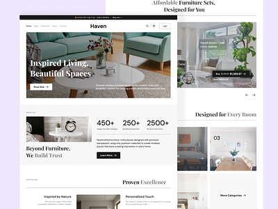 Haven - Furniture Landing Page app design figma furniture furniture landing page graphic design landing landing page ui user user interface ux web website