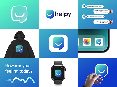helpy - Personal assistant app app artificial assistand blue branding clean design graphic design green help intelegence learning logo machine minimal modern ui ux vector