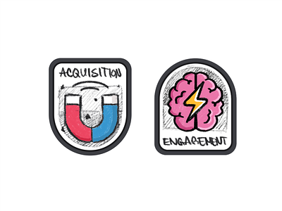 Acquisition & Engagement achivements acquisition badge design badges brain branding design engagement fast graphic design icon icon set iconography illustration logo magnet platform speed vector