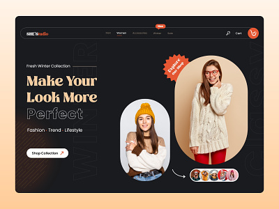 Ecommerce Website Landing Page Design branding clean e commerce design ecommerce website fashion website homepage landing page online shopping shopping uiux web page design winter clothes website design winter fashion website woman fashion