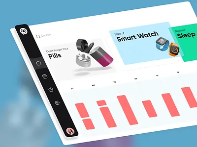 OP - Health Dashboard admin adminpanel chart dashboard health minimal panel pill sidebar sleep smart smartwatch web design