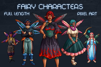 Fairy Characters Pixel Art 2d art asset assets character characters fairy fantasy game game assets gamedev illustration indie indie game pixel pixelart pixelated rpg