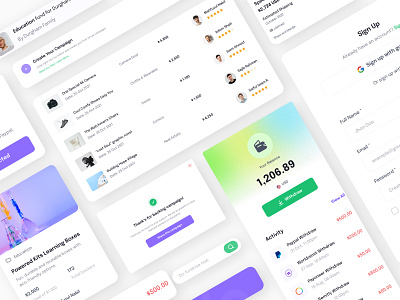 Dashboard Component Design builder component crowdfunding dashboard fundraising ui kit uiux web app widget withdraw