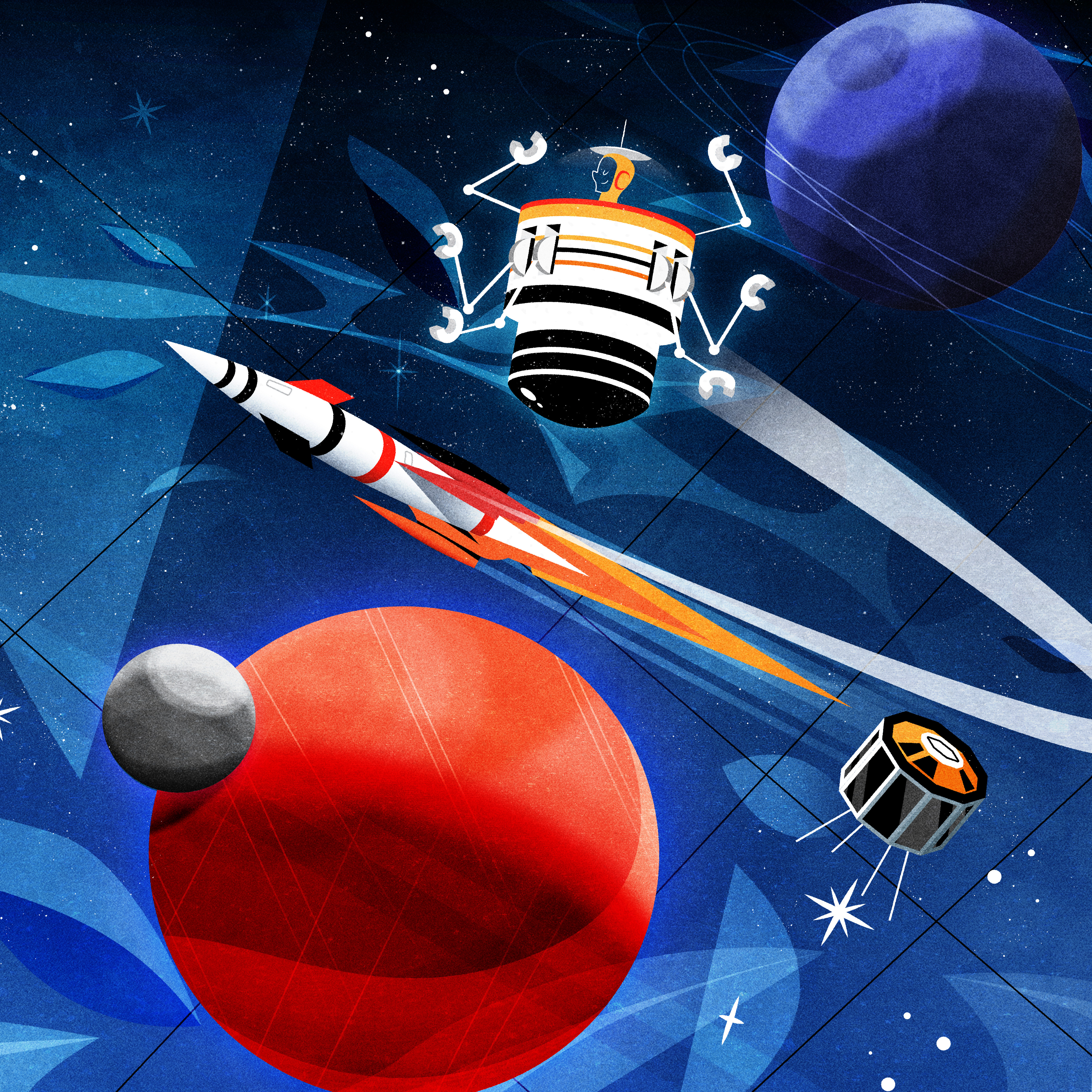 Rocket man! design googie illustration illustrator mid century modern rocket texture vector vintage