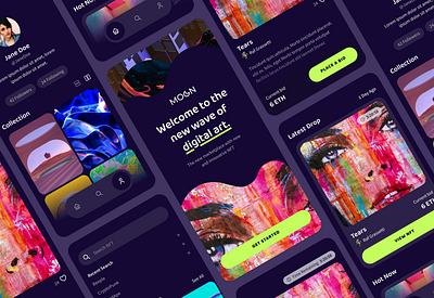 Moon – Welcome to the new wave of digital art. app branding design ui