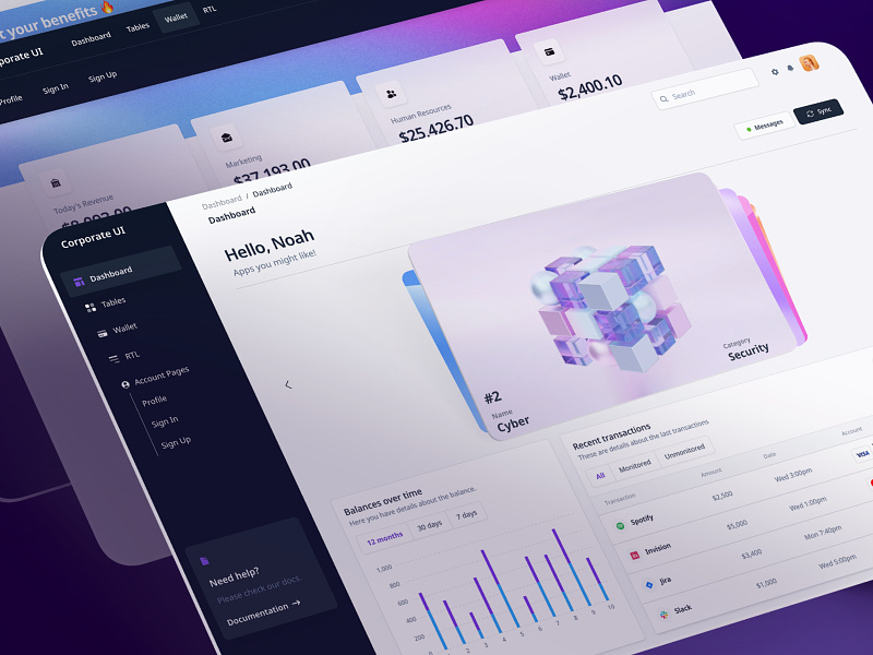 Corporate UI Dashboard admin bank bootstrap buttons charts corporate crypto dashboard data design design system free freebie gradient responsive template ui ux wallet web design