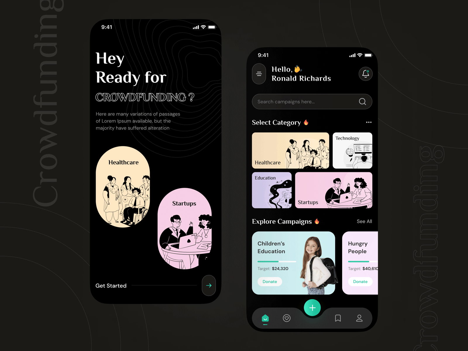 Crowdfunding Mobile App by MindInventory UI/UX for MindInventory on