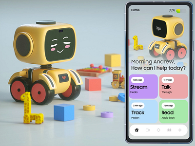 Toddler - UI/UX & Robot Design android app app design children course design education exploration figma fun illustration kids kids app lesson mobile interface product design robot ui ux