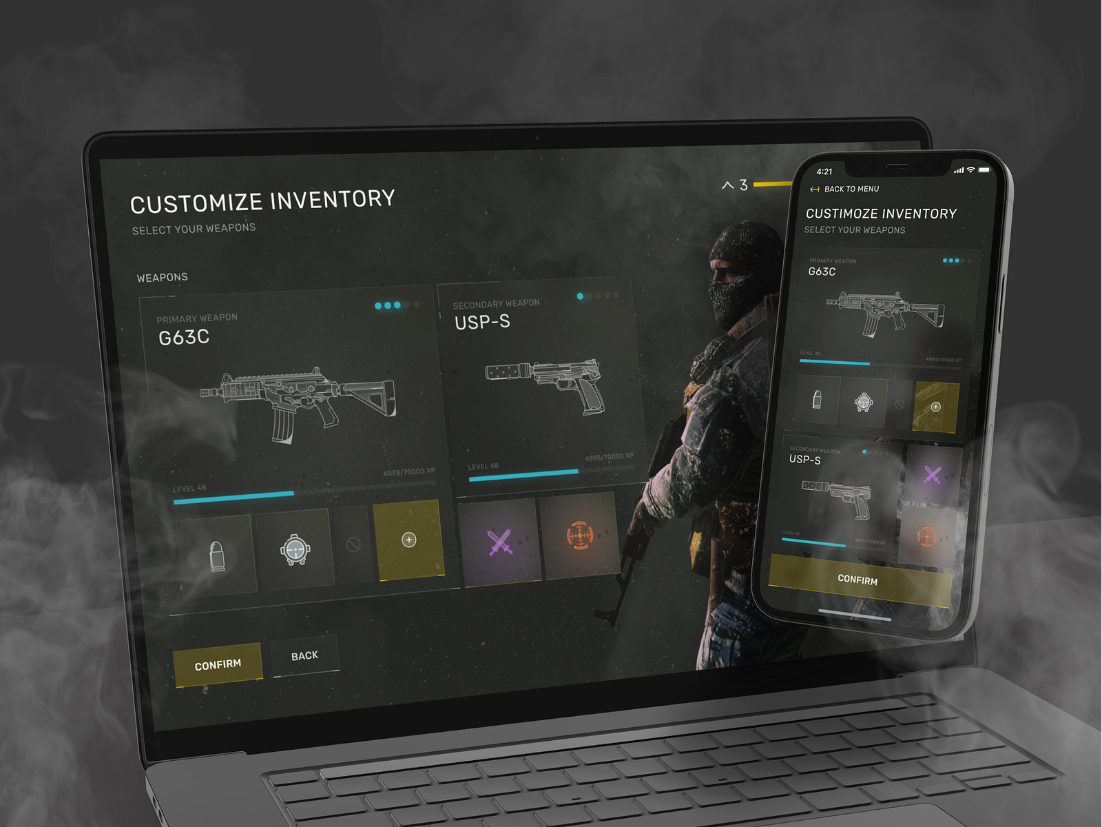 FPS Video Game UI - Inventory by Dominik Tyka on Dribbble