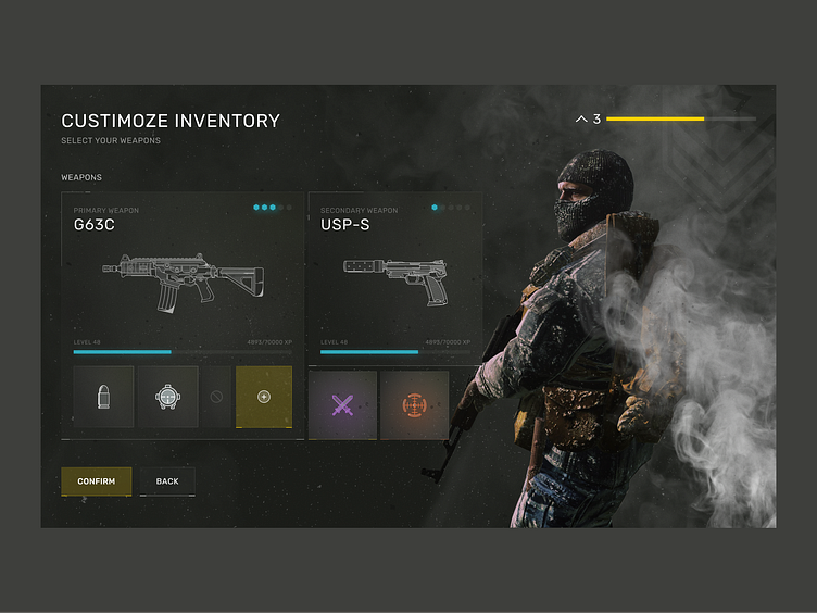 FPS Video Game UI Inventory by Dominik Tyka on Dribbble