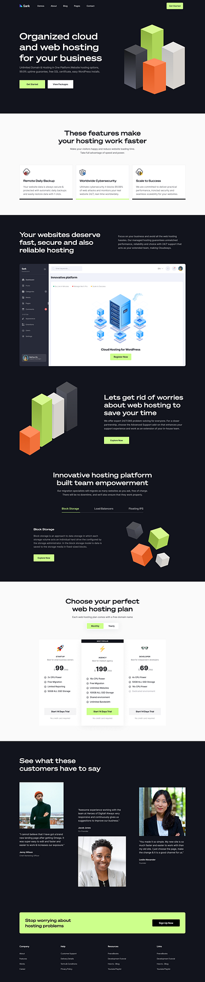 Web hosting landing page design by xlent studio ui uiux web design