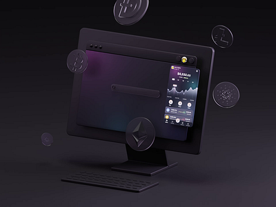 Crypto Wallet — UI Design 3d 3d animation bitcoin browser chrome crypto crypto currency cryptocurrency dark theme ethereum extension interaction light theme mockup nft ui ux wallet web web3