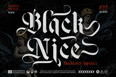 Black Nice Typeface blackletter design font fonts letteing typeface vintage