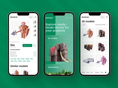 BlockStock Mobile Website 3d 3d models branding design ecommerce graphic design illustration interaction design interface logo mobile mobile screens responsive design responsive website ui user experience user experience design user interface ux web design