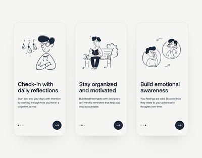 Onboarding - Meditation app clean clear elegant graphic illustration minimal mobile app notion simple ui ux