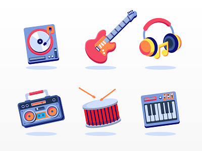 Music instruments icons design graphic icon illustration