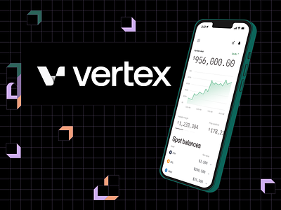 Vertex Protocol Brand brand branding crypto defi grid illustration logo money market trading ui uidesign uxui web3 webdesign