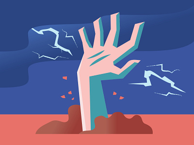 Fright-Fall: Day 20 (Reanimate) digital fright fall halloween hand illustration lightning reanimate vector