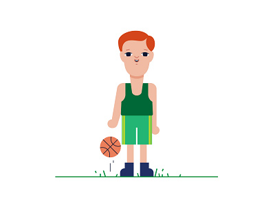 Basketball Player basketball basketball player boy branding character design flat style grass illustration man vector