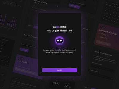Tari Launchpad - Mining the two-click way app app design blockchain bot crypto design launchpad miner mining monero noob tari ui uidesign ux uxdesign uxui