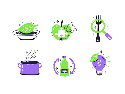 Colorful Icons doodle food handdrawn icons illustration kitchen