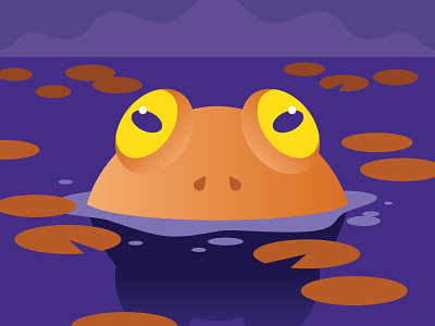 Fright-Fall: Day 27 (Toad) amphibian digital eyes fright-fall frog illustration lake lily pad night swamp toad vector water