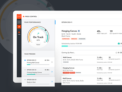 Shutterfly Production Platform Redesign (2) control dashboard design icon labels manufacturing panel performance platform print printing product production profile progress schedule status tracker ui ux