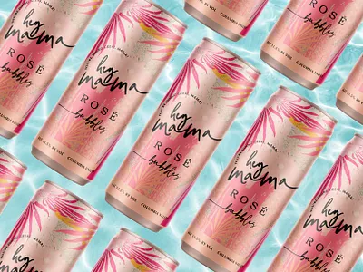 Hey Mama Wine brand branding design food and drink logo mom mothers packaging packaging design rose tropical typography wine wine bottle wine label