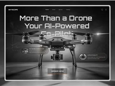 Skyscope - Modern Drone Website Hero Section ai black and white bw drone future futuristic hero hero section inspiration landing minimalism minimalistic mockup slick ui website