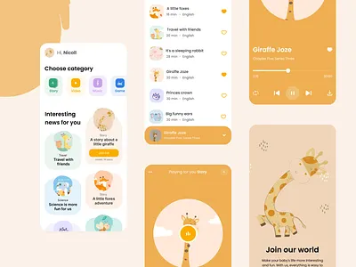 Education App UI app book design e book education game kids learn music order story study ui ux video