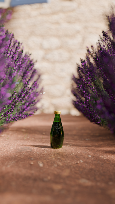 The origins of Perrier 3d blender branding butterfly illustration lavender