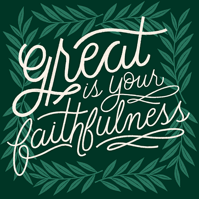 Lamentations 3:23 church faith faithfulness great green hand lettering illustration lamentations leaves lettering nature