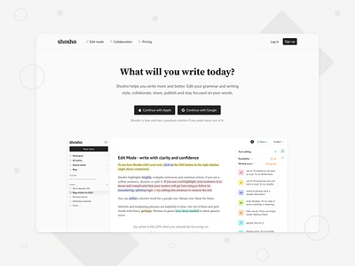 New landing page (sneak peak) collaboration document edit edit mode google doc grammar grammar editing grammarly hero section landing page paper saas suggestion text text editor website word write writing wysiwyg