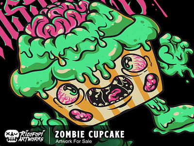 Zombie Cupcake art cartoon cute design eyes fun halloween illustration monster vector zombie