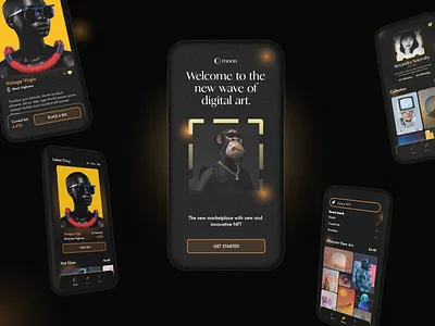 UI Design: Moon's Intergalactic NFT Marketplace branding course project design figma mobile app design nft nft marketplace prototype ui ui design visual exploration