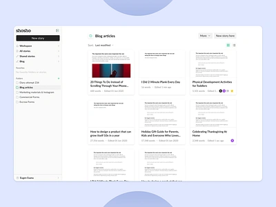 Story grid view collaboration doc document edit favorite folder folder view google doc grammar grid grid view sort sort by sorting story text text editing text editor word wysiwyg