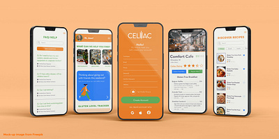 Celiac // A Mock Mobile Application UI app branding design desktop website flat food graphic design health icon illustration logo minimal mobile app ui user interface ux web web design