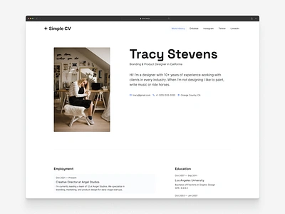 Simple CV Portfolio Template - Free Webflow Cloneable cloneable design portfolio freebies minimalist design minimalist website personal website responsive design typography webflow webflow cloneable webflow template