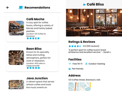 Cafe review apps animation graphic design mobile apps ui