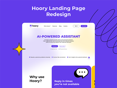 Hoory Landing Page Redesign blue corporate graphic design interface landing page lp ui uiux user interface visual design