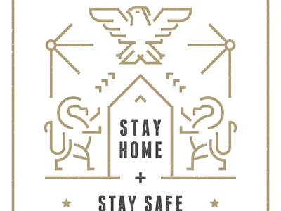 Stay Safe Poster bird coat of arms contest design eagle icon illustration line art line work lion stay home stay safe