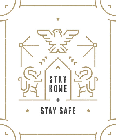 Stay Safe Poster bird coat of arms contest design eagle icon illustration line art line work lion stay home stay safe