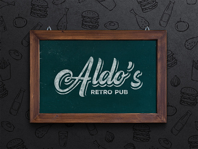 Logotype on the chalkboard alcohol bar brewery brewery branding chalkboard drink frame graphic design logo logotype pattern print pub retro sign typography vintage wall