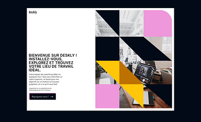 DESKLY - FOUND YOUR COWORKING SPACE blue design geometric graphic design pink ui uidesign webdesign yellow